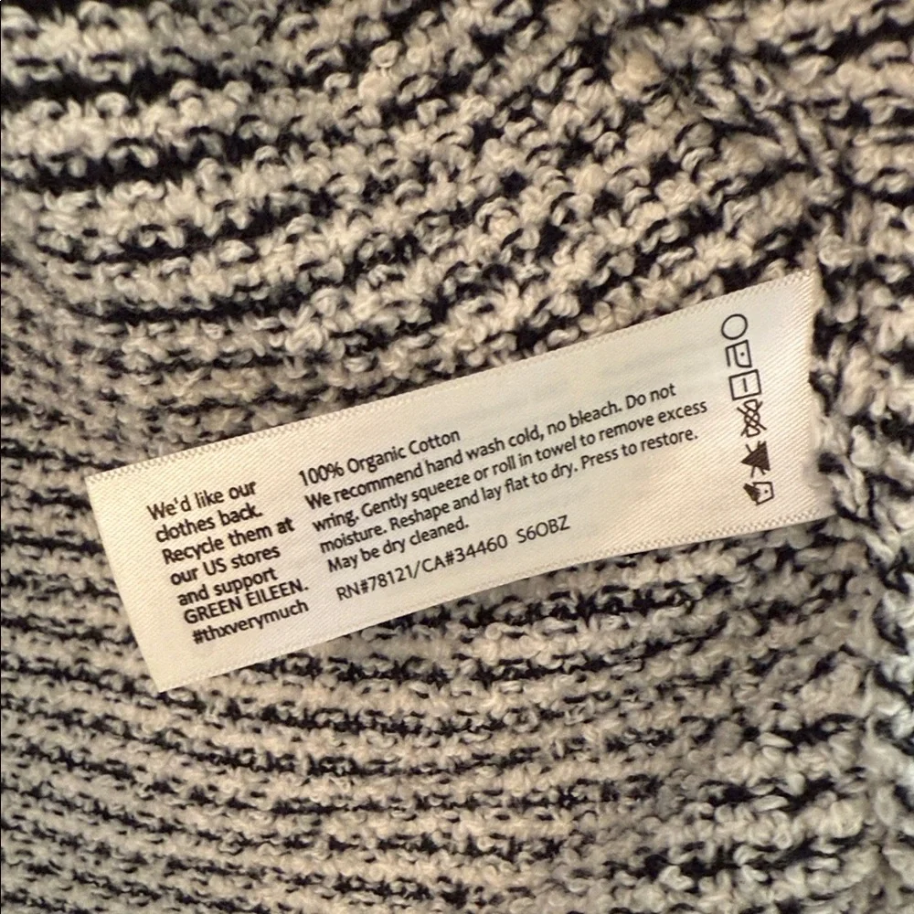 Eileen Fisher‎ Black and White Striped Cardigan 100% Organic Cotton